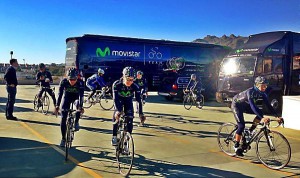 The Movistar team goes out to train